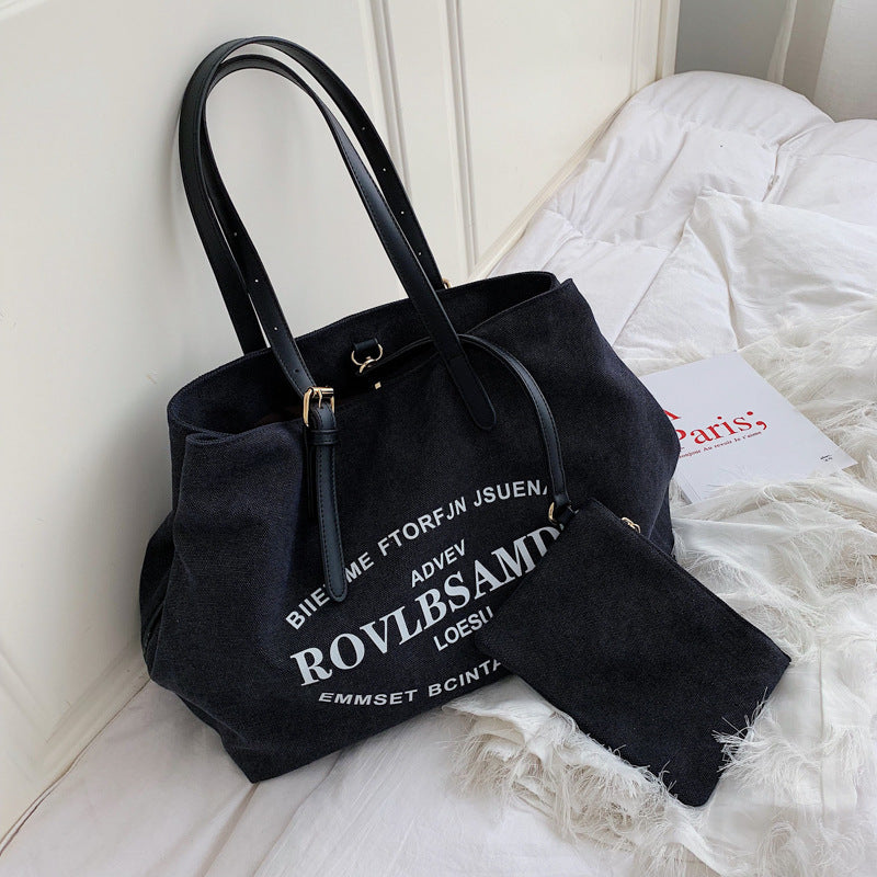 Large Capacity Canvas Women's Fashion Tote Tote Simple Shoulder Bag