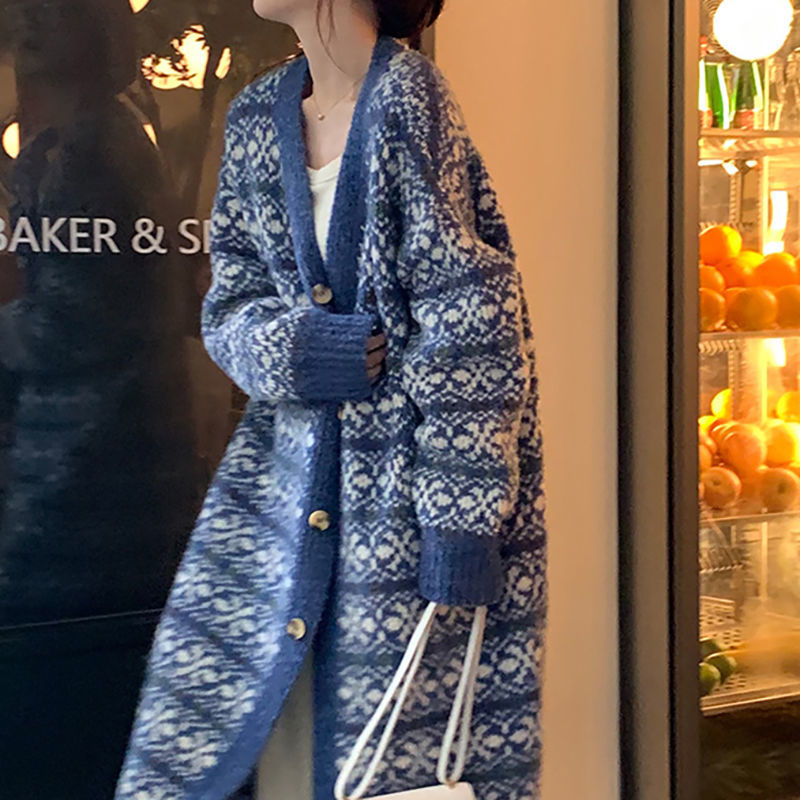 Western Style Ethnic Style Long Sweater Coat Women