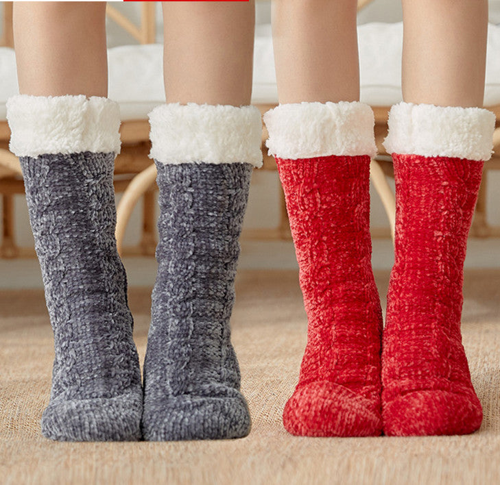 Ladies Winter Warm Floor Sleeping Socks Plus Velvet
