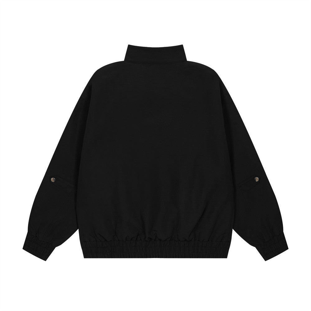 Mænds Løse Ensfarvede Baseballuniform med Standkrave