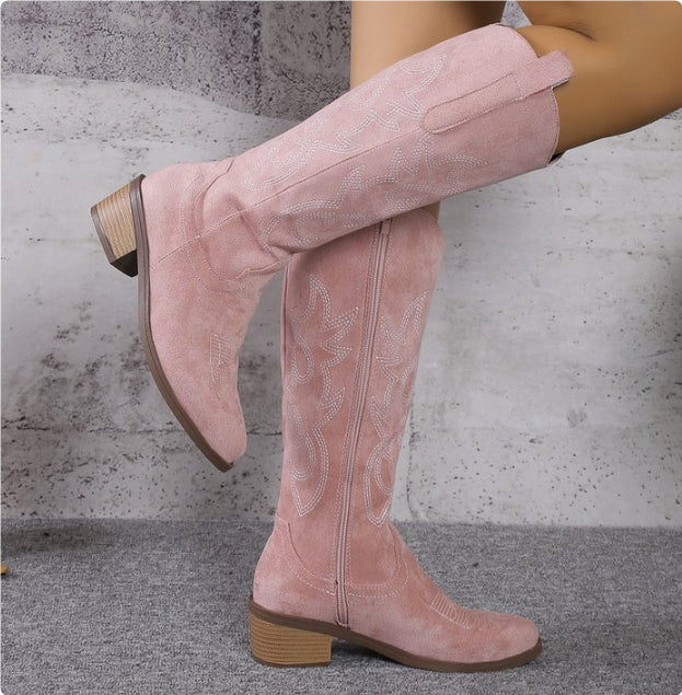 Vintage Embroidered V Cut Martin Boots