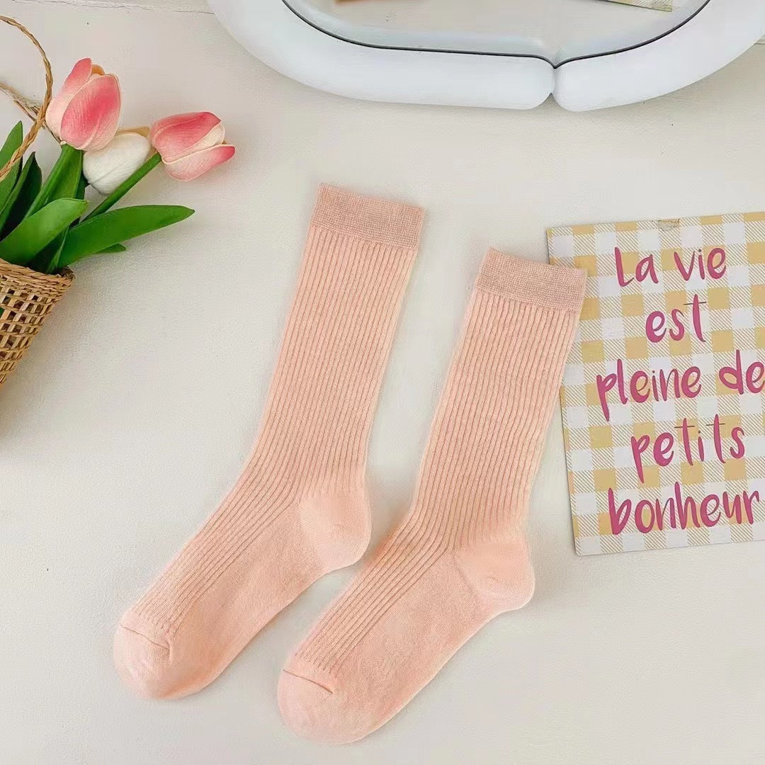 Seamless Tube Combed Cotton Striped Bunching Socks