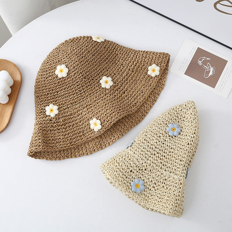 Sweet Cute Little Blue Flower Female Big Brim Seaside