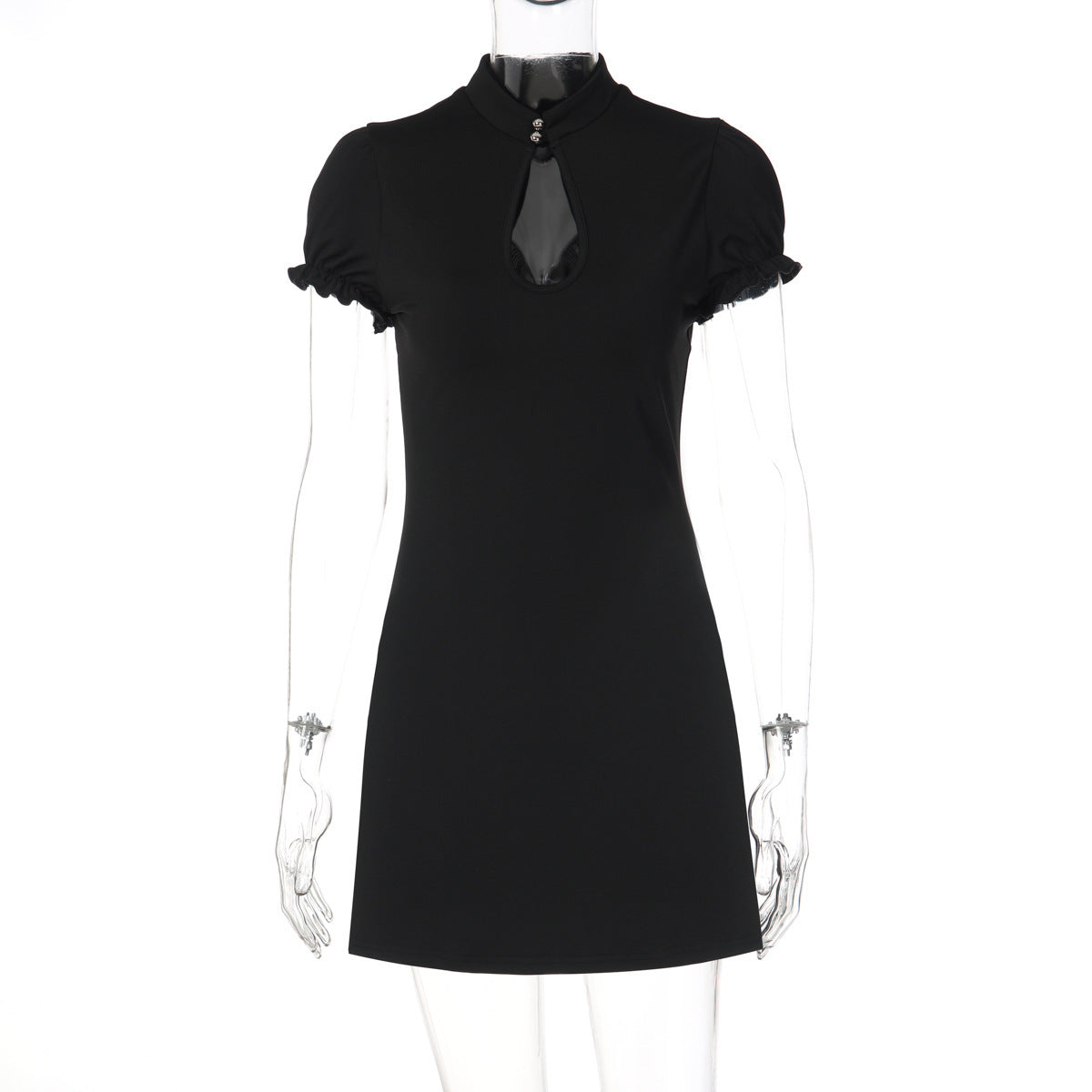 French-style Low-cut Short-sleeve Dress For Women