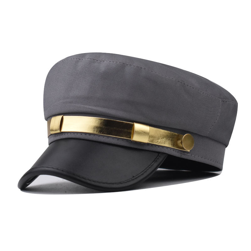 PU Leather Phnom Penh Flat-top Cap