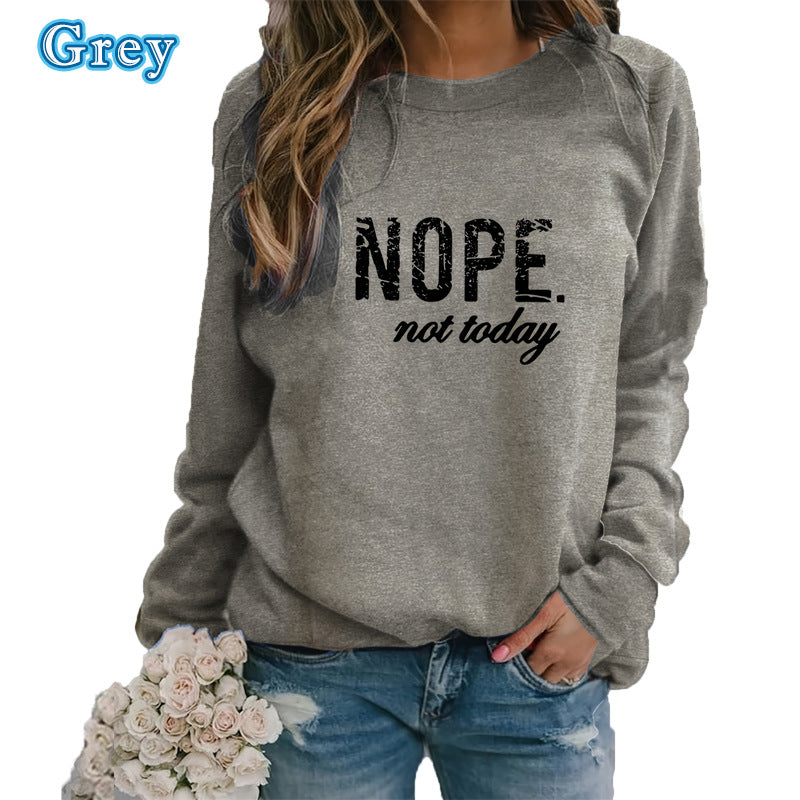 European And American Letter Printing Capless Round Neck Sweaters Women's Clothing