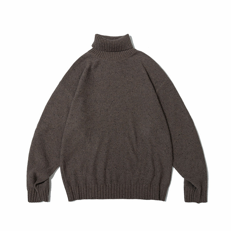 Solid Color Turtleneck Sweater Retro Loose Knitted Top