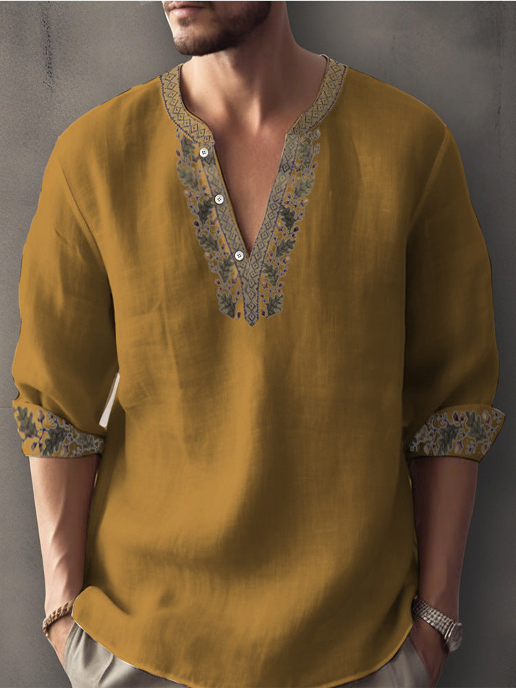 Digital Printing Bamboo Linen Long Sleeve European And American