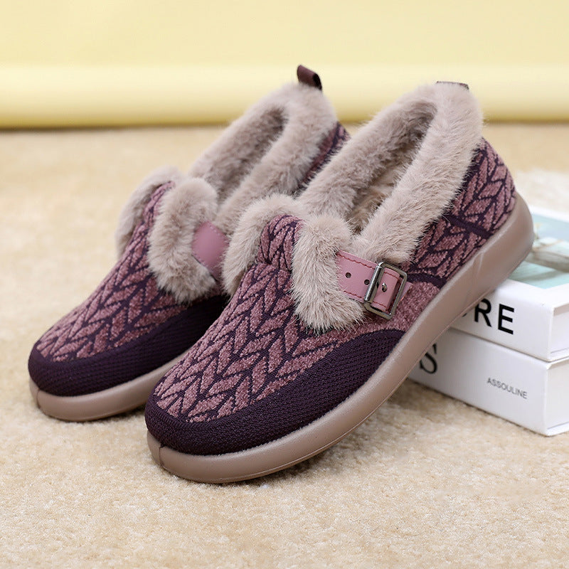 New Womens Fleece-lined Extra-thick Insulated Cotton Shoes