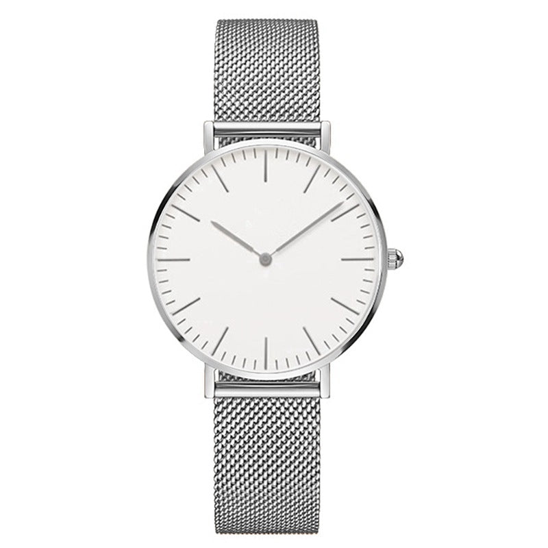 Steel strap watch double needle rose gold ultra-thin quartz men's watch