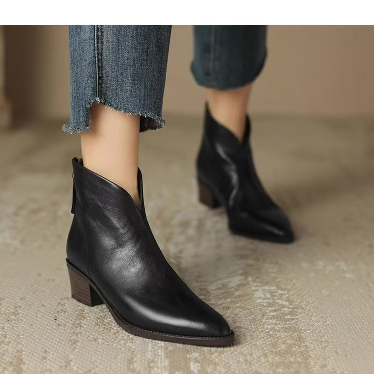 Fashion Vintage Martin Boots Mid Heel Chunky Heel Booties