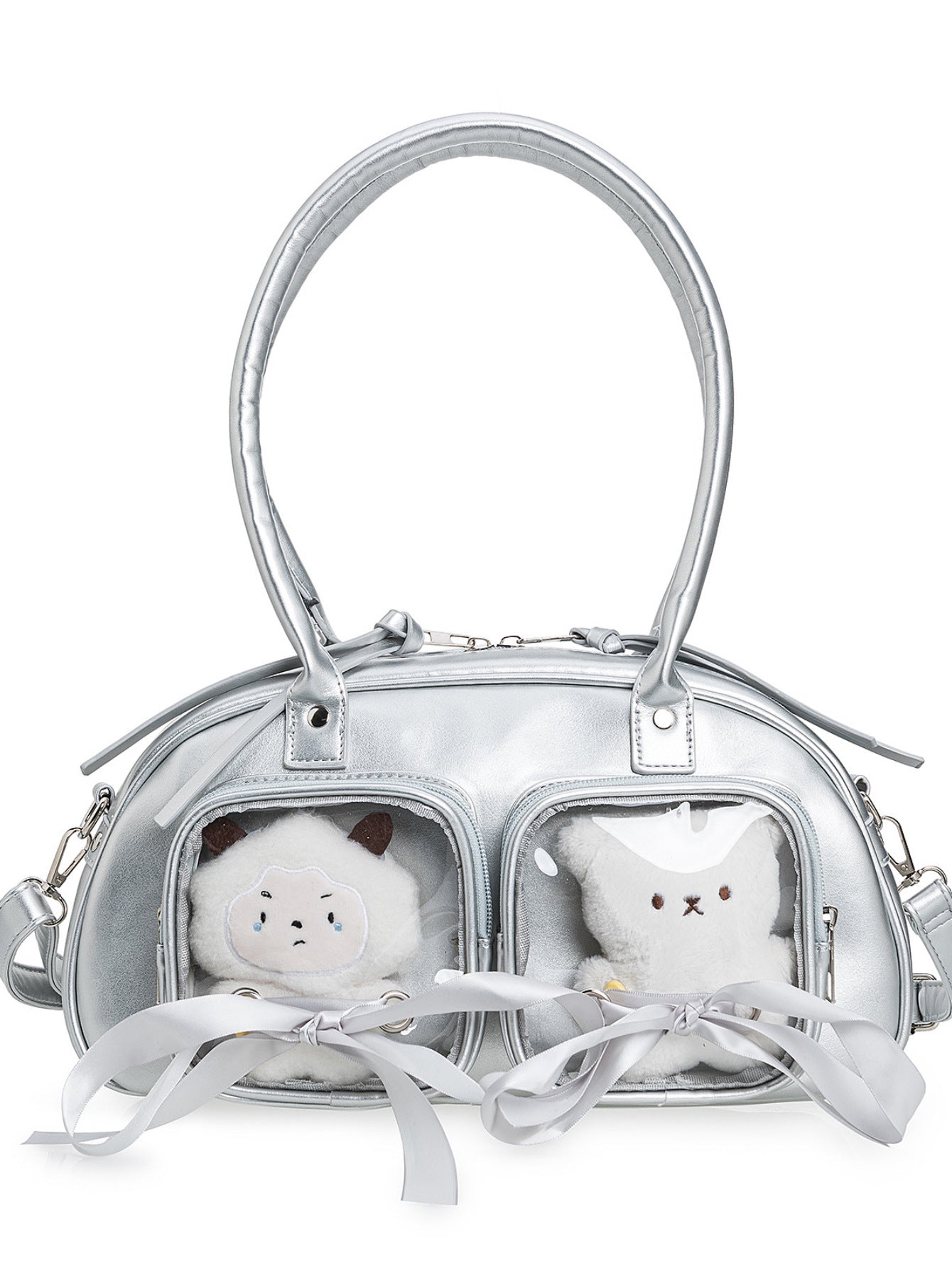 Japanese College Style Two-dimensional Ribbon Bow Transparent Doll Cartoon Backpack