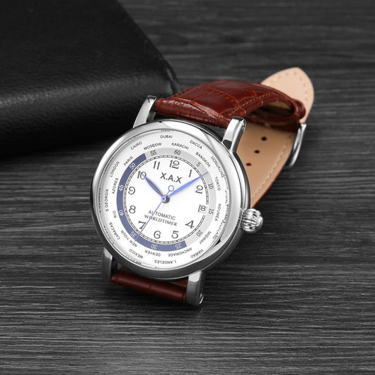 Automatic world time waterproof large watch