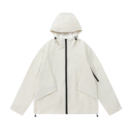 Outdoor Mechanical Style Autumn Thin Windproof Waterproof Zipper Hooded Jacket