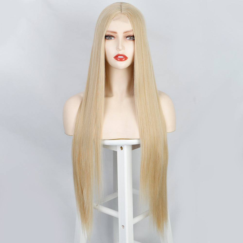 Front Lace Langt Glat Hår Kemisk Fiber Paryk