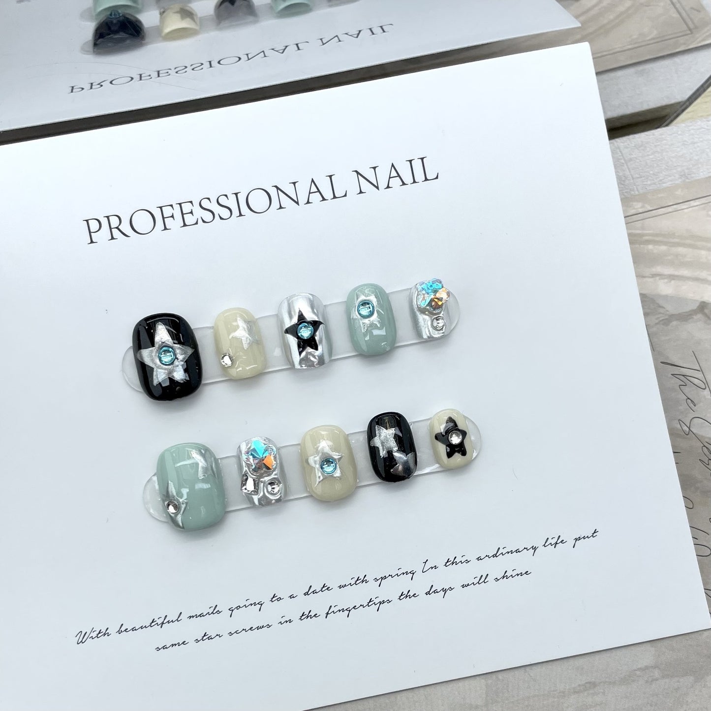 Nail Blue Contrast Color Finished Nail Beauty Nail Patch