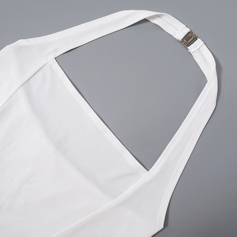 Jumpsuit til kvinder med halterneck og bar ryg
