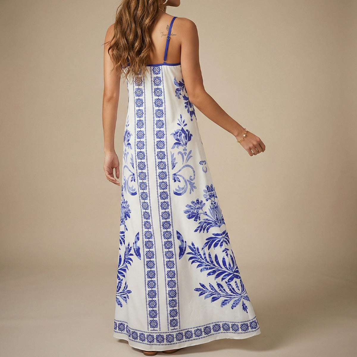 One-piece Swimsuit Beach Dress Long Solid-color Tie-dye