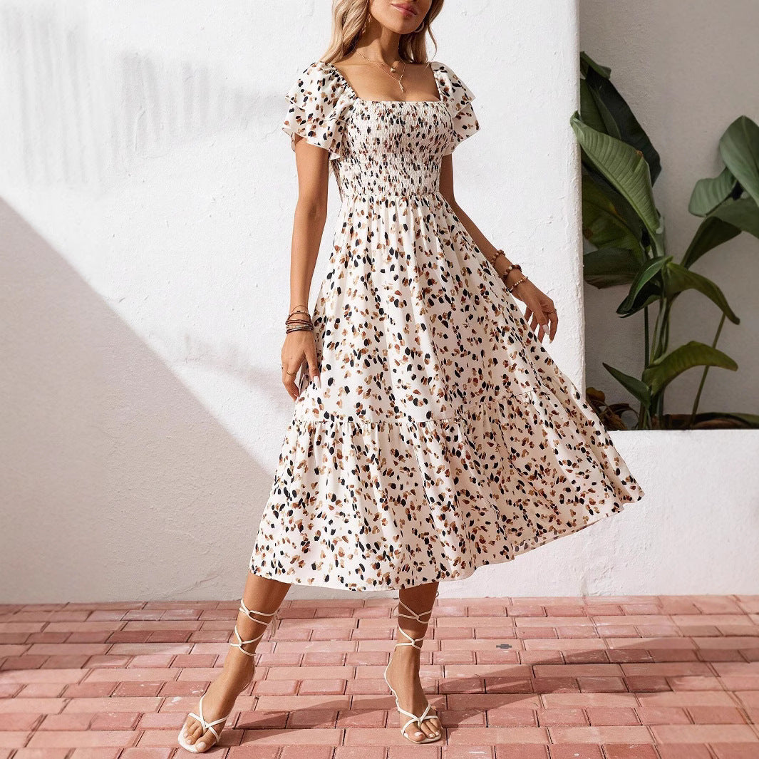 Sexy Ruffle Trimmed Floral Dress