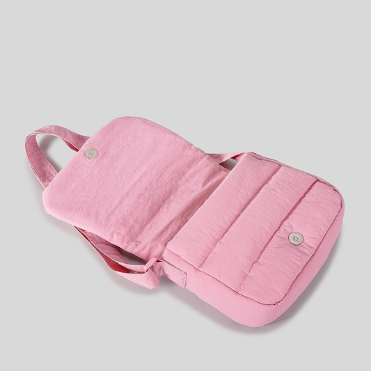 Simple And Lightweight Flap Special-interest Design Quilted Wide Shoulder Strap Crossbody Bag