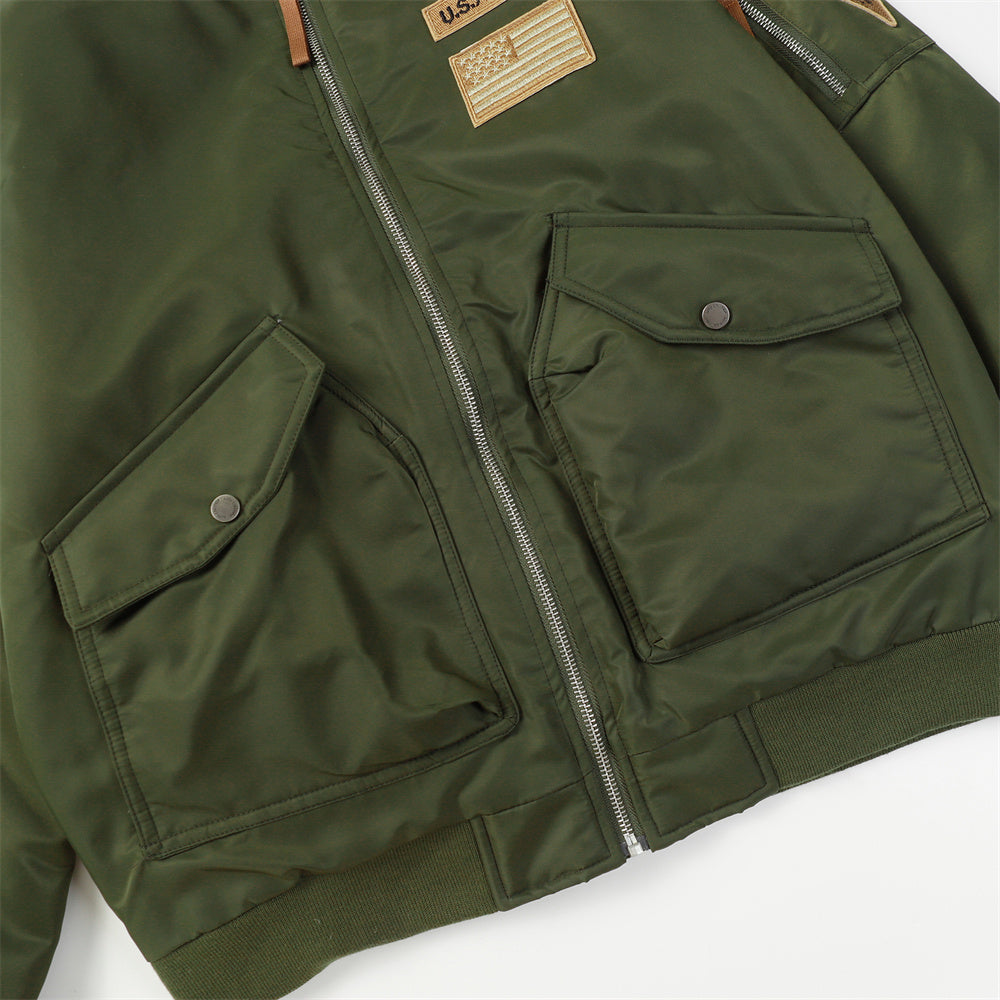 Baseball Uniform Badge Embroidery Sports Loose Casual Zip Coat