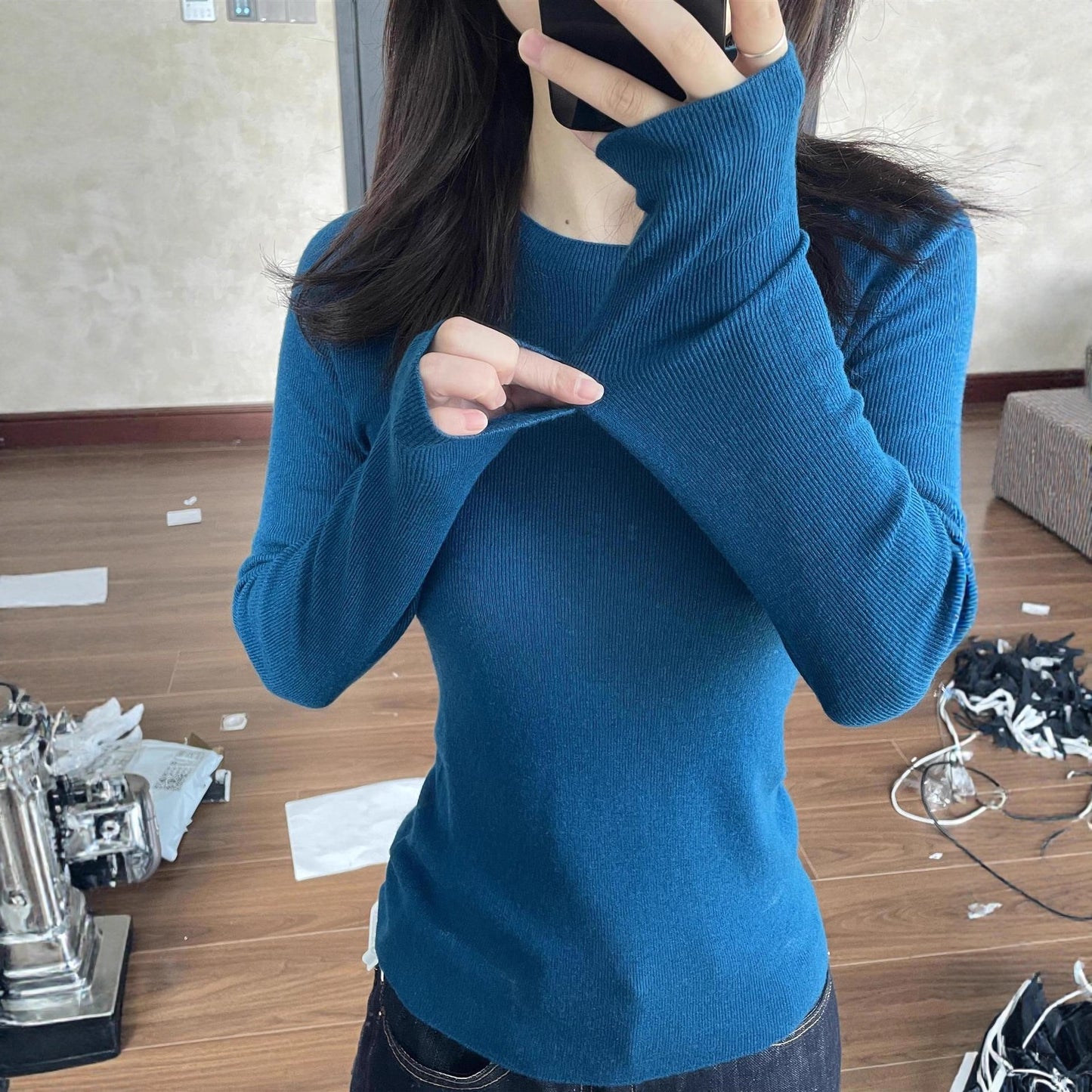 Round Neck Knitted Sweater For Women