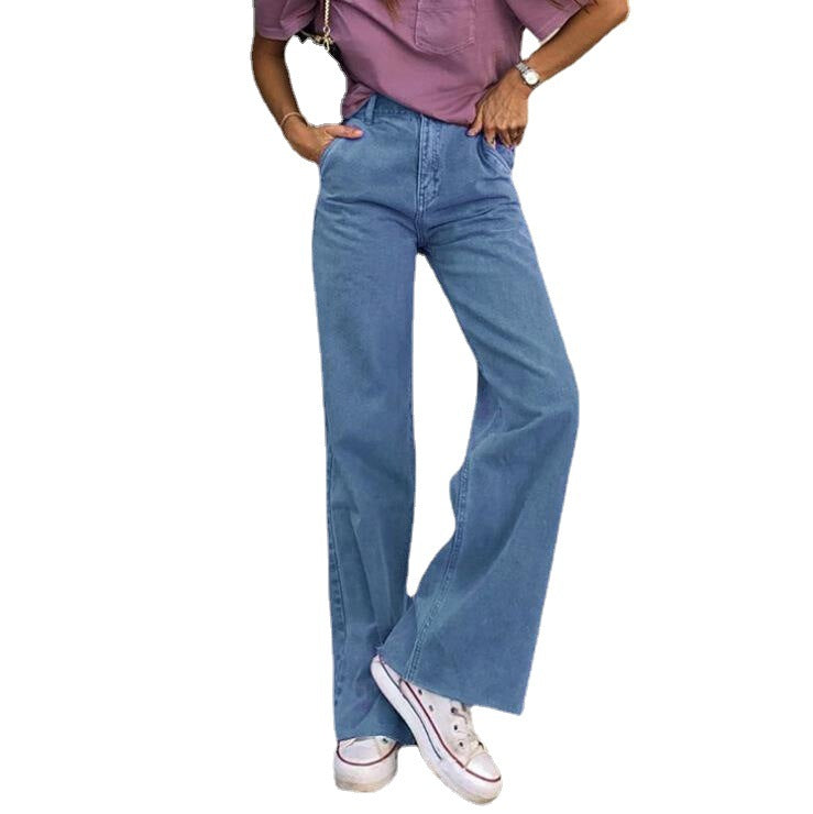 Women's Wide-leg Flared Loose Three-color Jeans