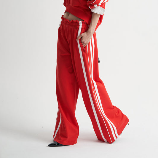 Women's Elastic Belt Loose High Waist Mopping Sweatpants With Wooden Ears