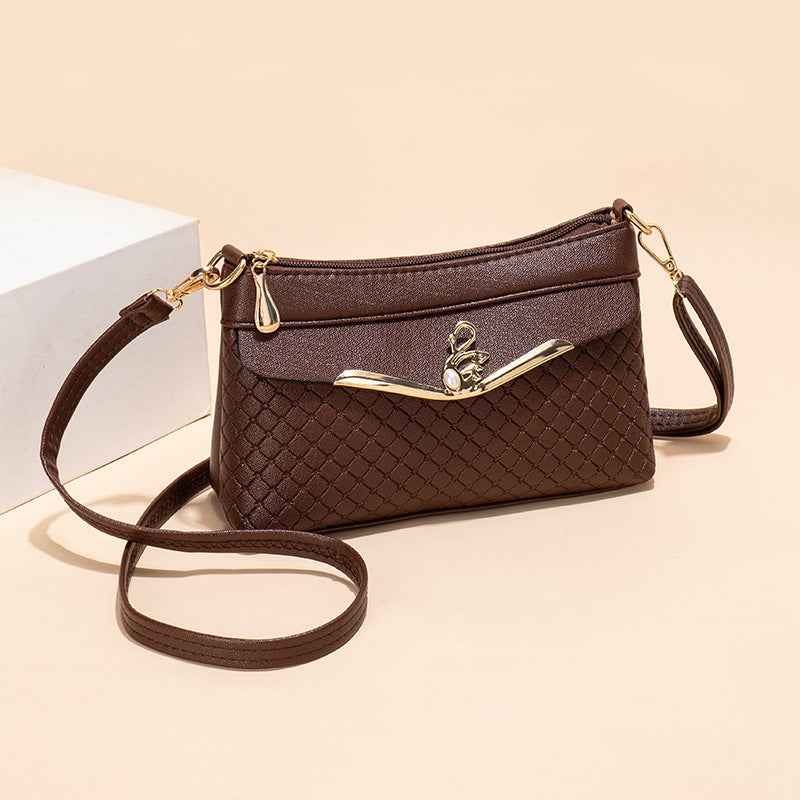 Lingge Embossed Crossbody Practical Shoulder Bag