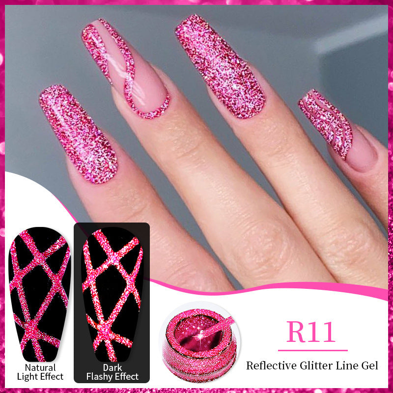 Nail Gel With A Glittery Brushed Finish And Reflective Sequins