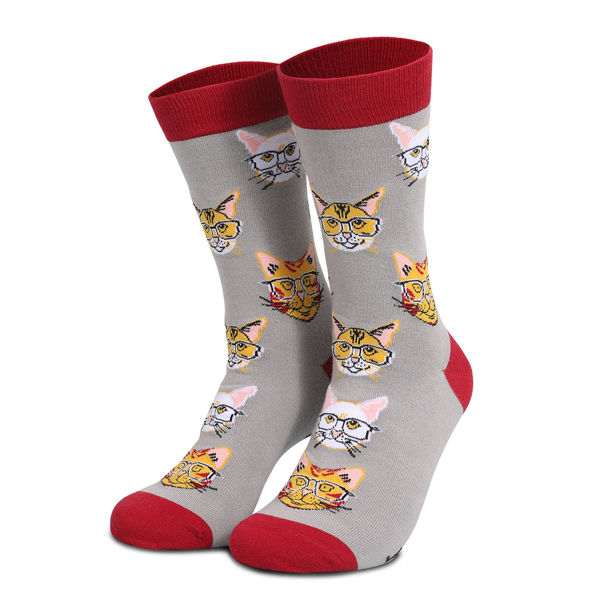 Cat, Dog  Animal Letters Men's Cotton Medium Tube Socks