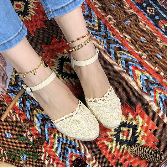 Straw Woven Wedge Sandals Women's Spring And Summer Platform