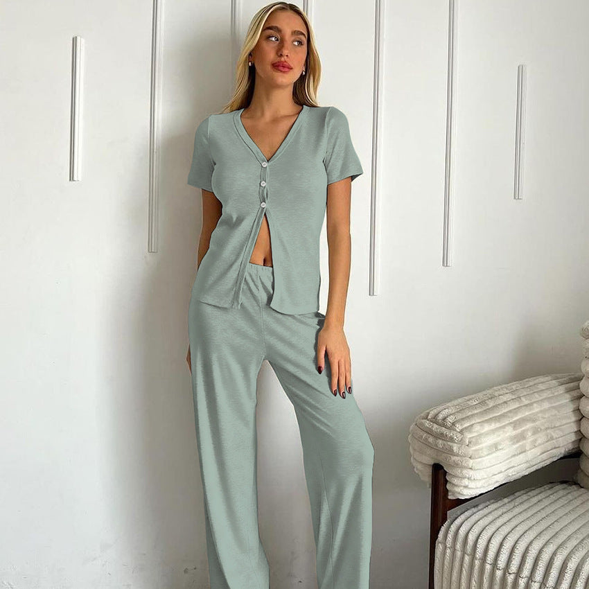 SpringSummer Brushed Knit Loose And Cozy Short-Sleeve Pants