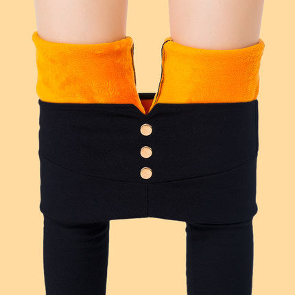 Plus velvet leggings pants thickening autumn and winter wear new feet high waist tight black pencil trousers