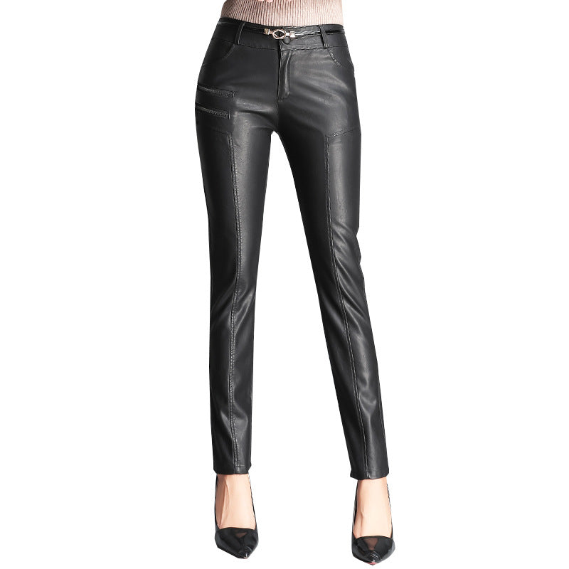 Women's Slim Versatile And Stylish Leather Trousers