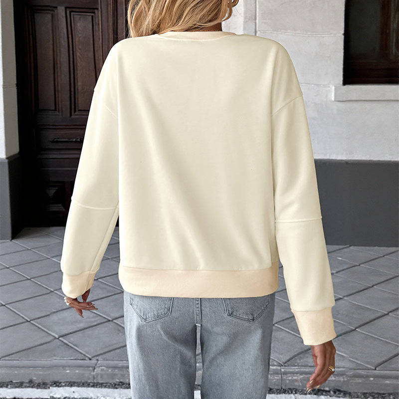 New Versatile Casual Striped Bow Round Neck Sweater For Women