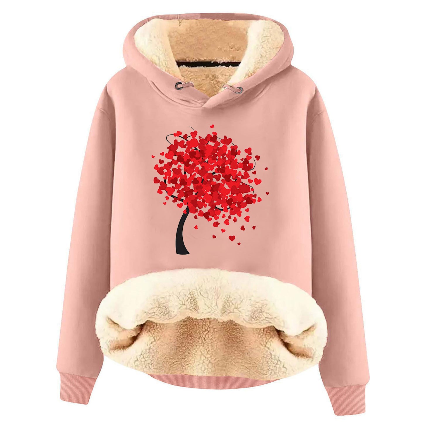 European And American Hooded Sweater Fleece Lined Padded Warm Keeping Loose Hooded Pullover