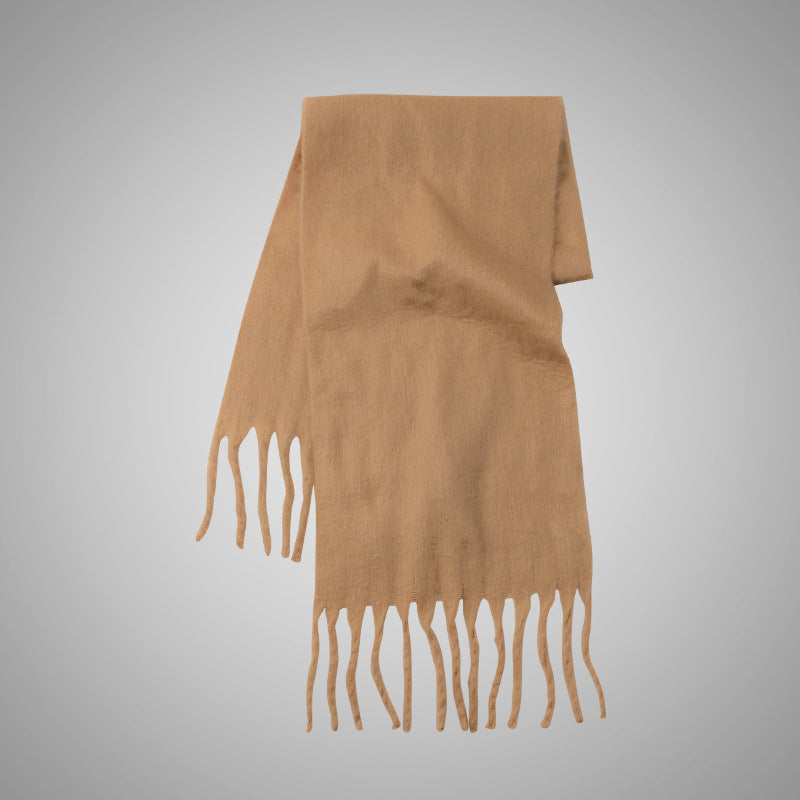 Mohair Casual Stil Blød Fluffy Ensfarvet Varmt Tørklæde