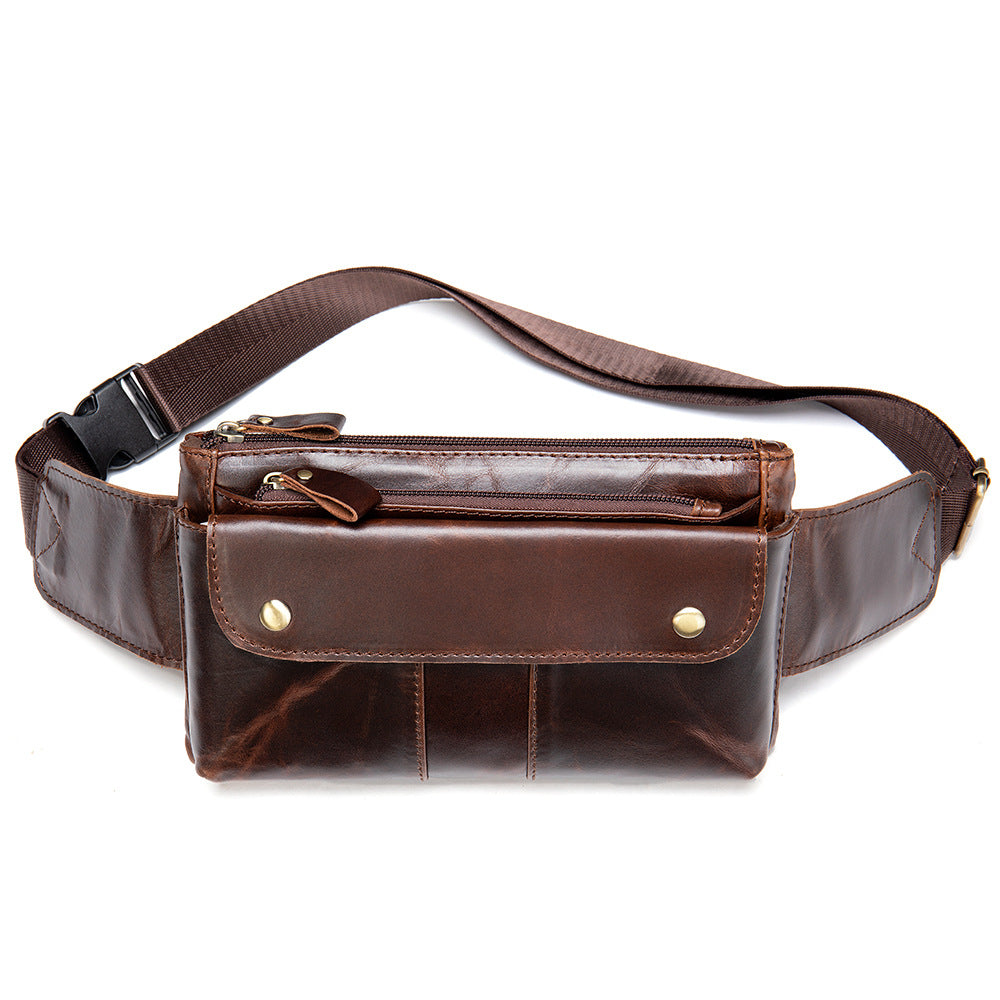 Leather men's belt bag