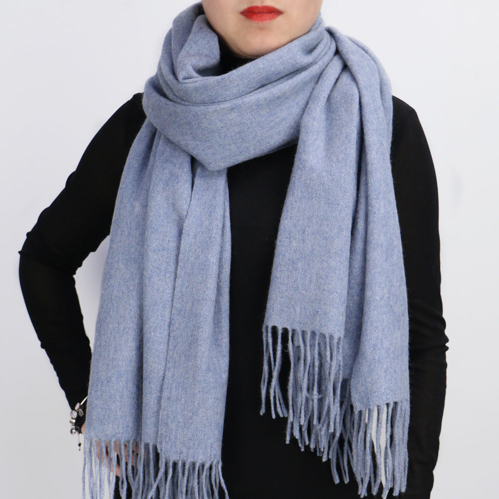 Autumn Winter Women's Solid Color Scarf Men's Plain Shawl Thickened Cloak
