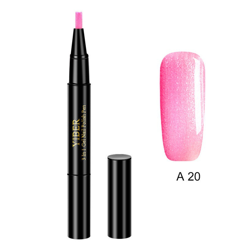 5pcs Nail Polish Pen 3 In 1 One Step Glue Pen Multicolor