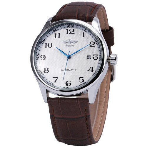 Men's Fashion Casual Ultra-Thin Calendar Automatic Mechanical Leather Watch