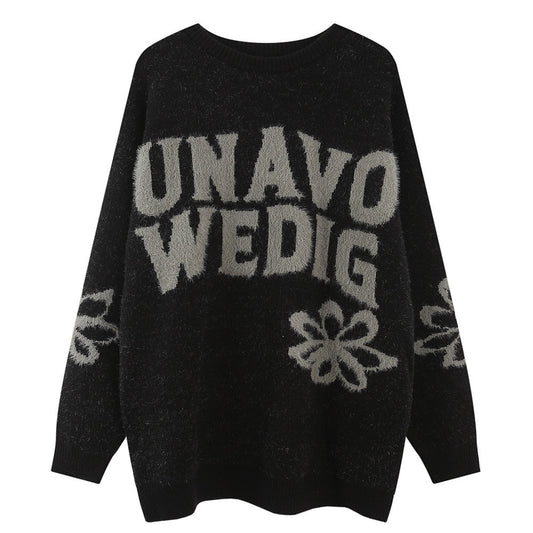 Tidejacquard Letter Fleece Sweater High Street Fashion Brand
