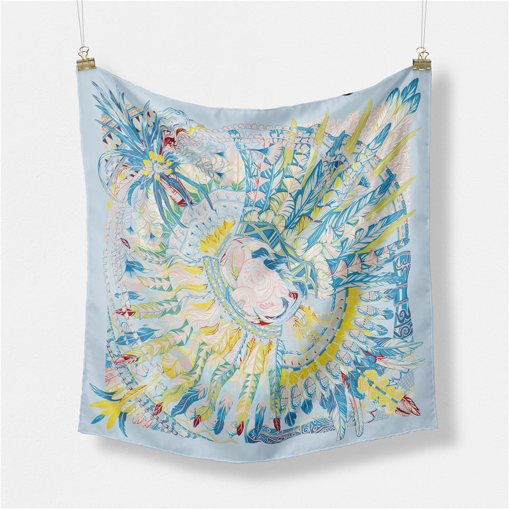 Geometric Color Feather Ladies Twill Decorative Small Square Scarf
