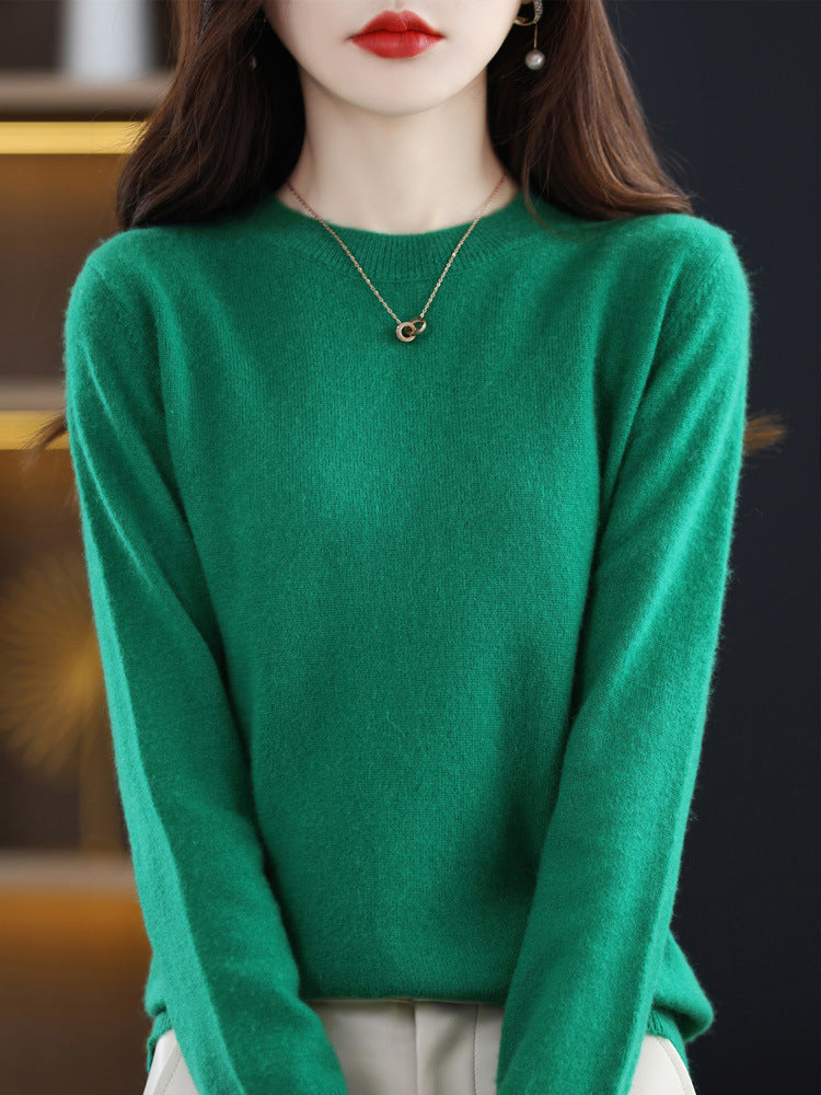 Slim Fit Solid Color Round Neck Base Pullover Sweater