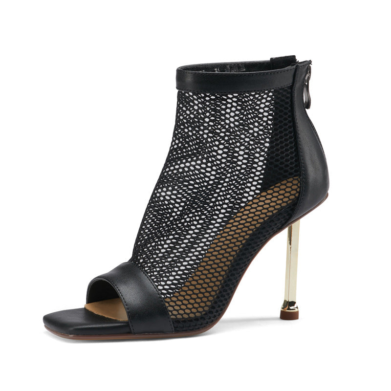 Sommer Fashion Mesh Stilet Høj Hæl Dame Korte Støvler