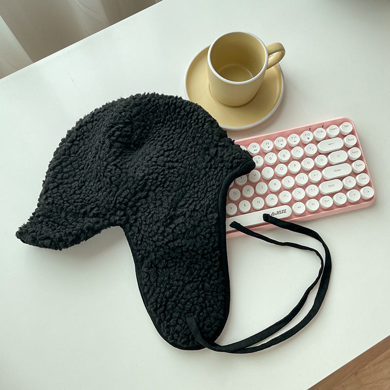 Lamb Wool Warm Ear Protection Cute Plush Bonnet