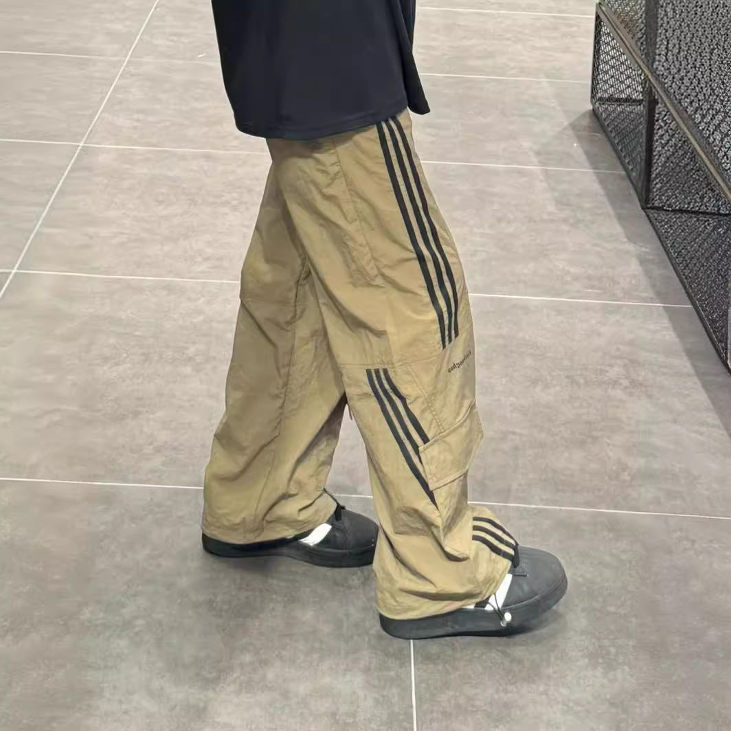 Straight Sports Loose Three Bars Casual Working Pants