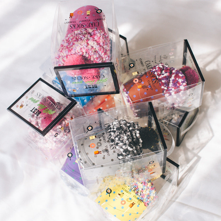Three-dimensional cake socks home floor socks pearl velvet tube female socks