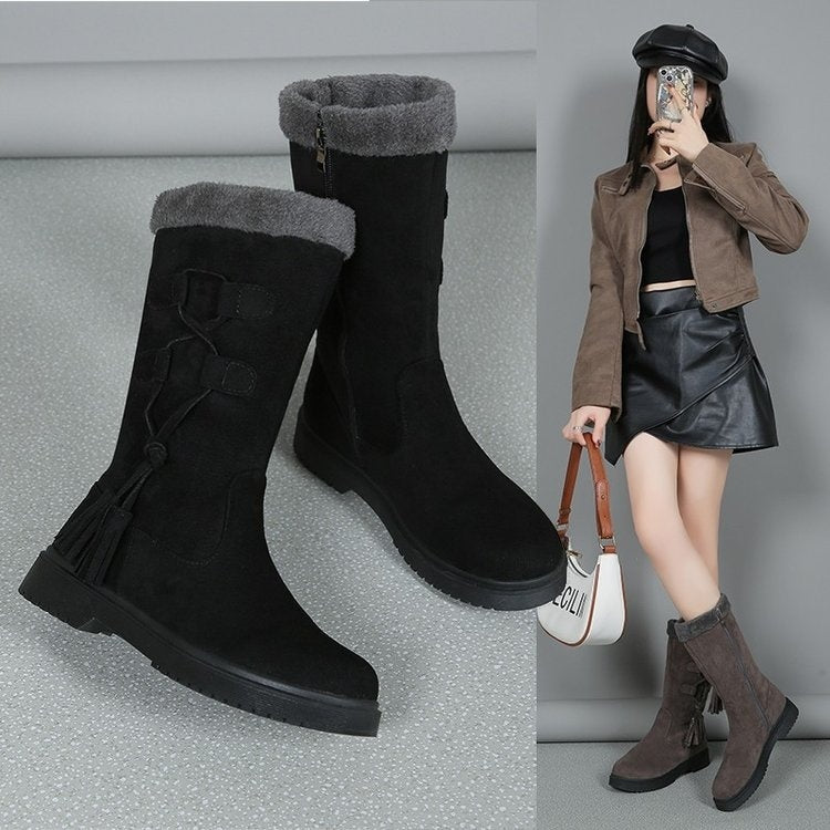 Womens Thick-soled Fleece-lined Extra-thick Boots From Europe And The US